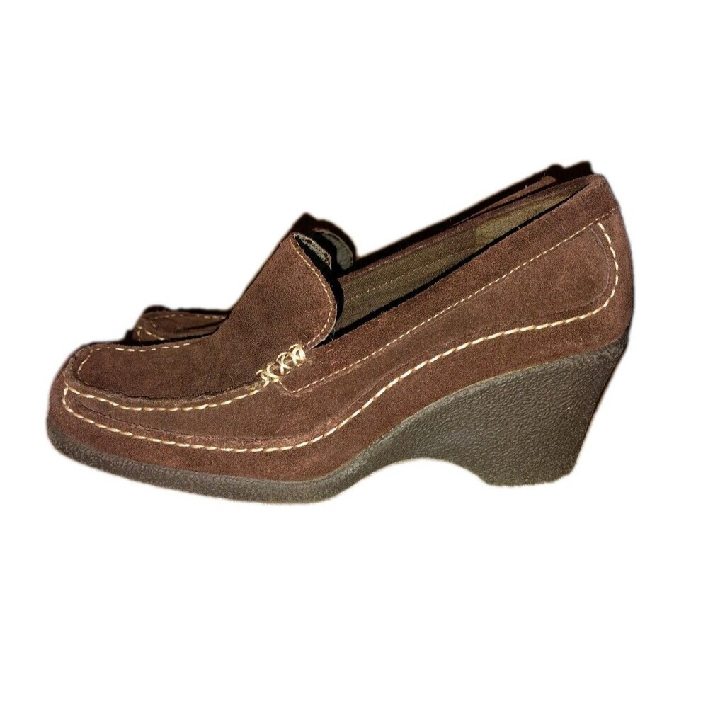Aerology by Aerosoles Suede Wedge Moccasin Loafers Brown NWOT Size 7.5